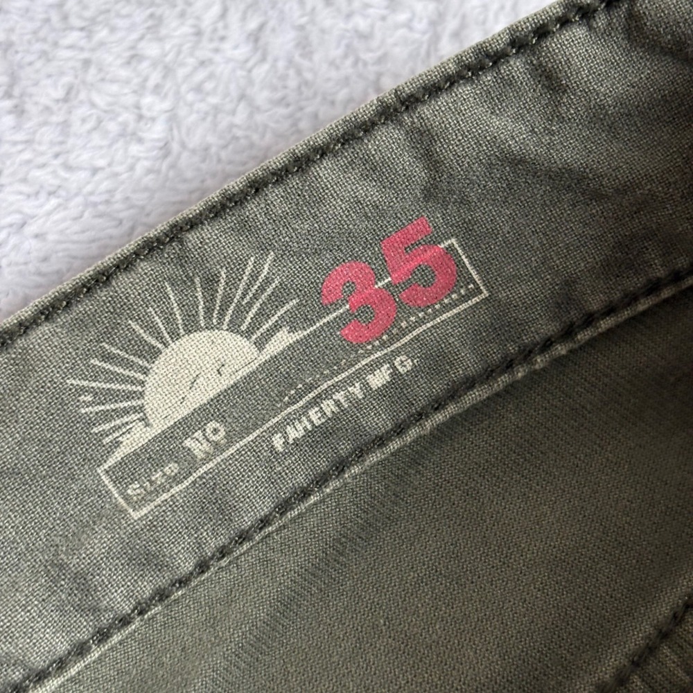 Faherty Brand Men Olive Green 5-Pocket Chino Pants Slim Straight Twill Cotton 35 - Picture 3 of 9